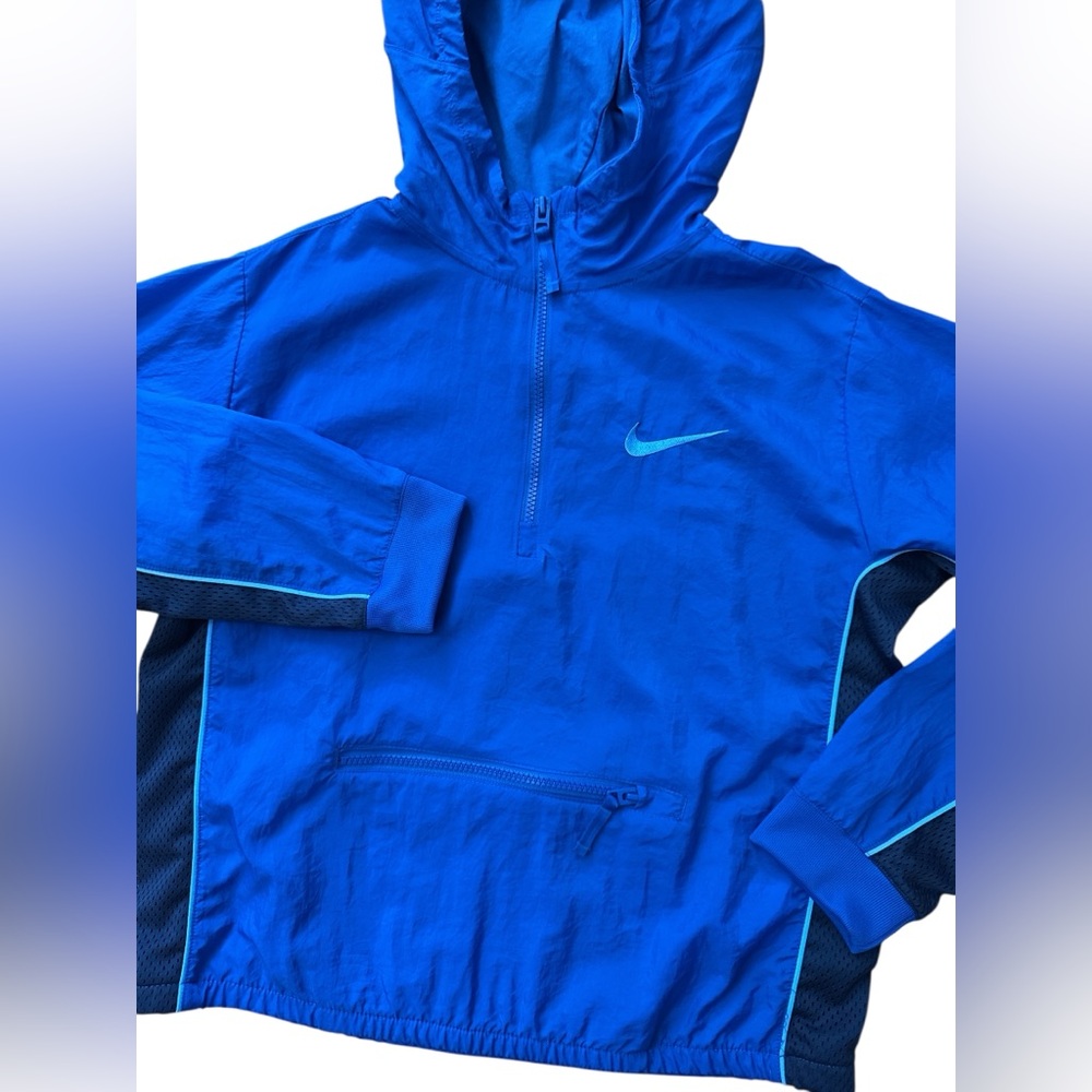 Nike Windbreaker Light Jacket Pullover Youth Boys‎ Size XL Blue Logo Zip Swoosh